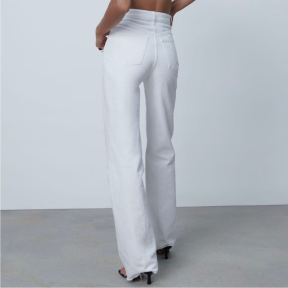 Zara wide leg high waist full length denim jeans size 2 - Picture 4 of 11